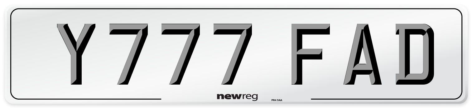 Y777 FAD Number Plate from New Reg
